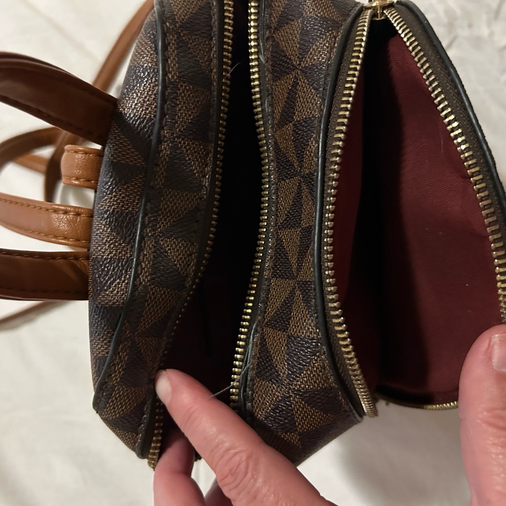 Brown Geometric Pattern Backpack - image 4